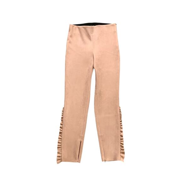 Zara Pants Womens S Small Bellini Frill Ankle Zip Faux Suede Pull On Leggings - Picture 1 of 12